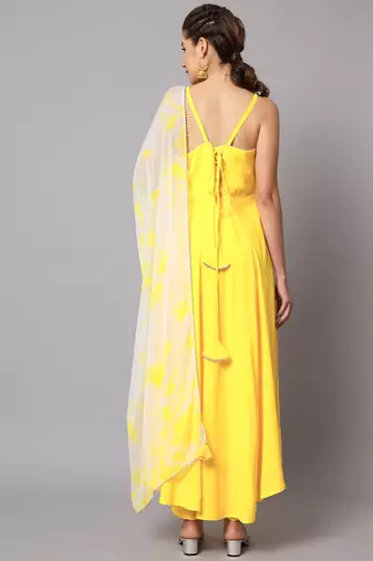 Yellow Anarkali Suit Set with Dupatta