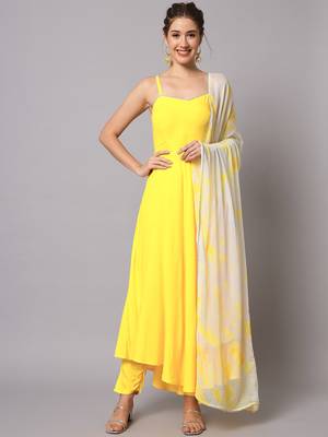Yellow Anarkali Suit Set with Dupatta 5