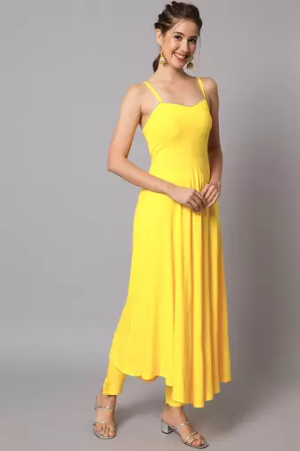 Yellow Anarkali Suit Set with Dupatta