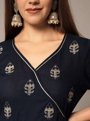 Midnight Blue Tier Kurta Set with Dupatta 4