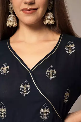 Midnight Blue Tier Kurta Set with Dupatta