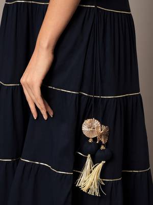 Midnight Blue Tier Kurta Set with Dupatta 6