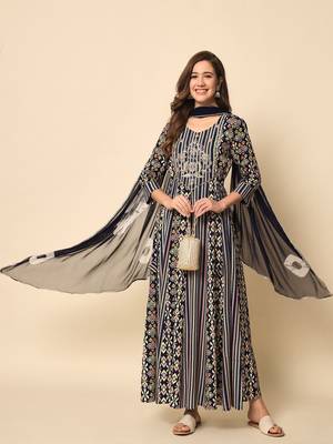 Blue Anarkali Suit Set with Dupatta 1