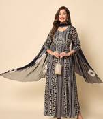 Blue Anarkali Suit Set with Dupatta