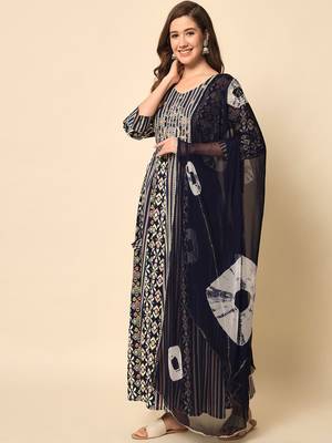 Blue Anarkali Suit Set with Dupatta 2