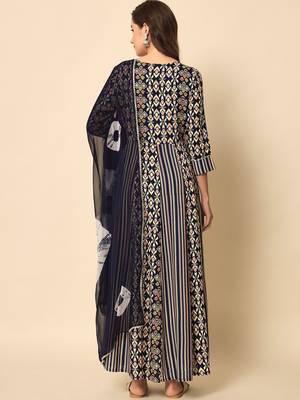 Blue Anarkali Suit Set with Dupatta 3