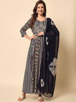 Blue Anarkali Suit Set with Dupatta 5