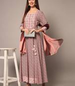 Baby Pink Anarkali Kurta Pants with Dupatta