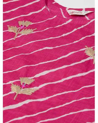 Pink Leheriya Embroidered Kurta Pant Set 4