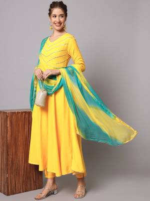 Sunny Yellow Flared Kurta Set with Dupatta 1