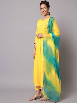 Sunny Yellow Flared Kurta Set with Dupatta 2