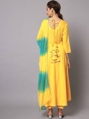 Sunny Yellow Flared Kurta Set with Dupatta 3