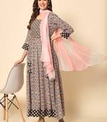 Black and Pink Anarkali Dress with Dupatta