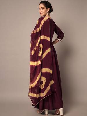 Brown Embroidered Anarkali Dress with Dupatta 3