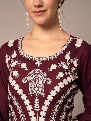 Brown Embroidered Anarkali Dress with Dupatta 7