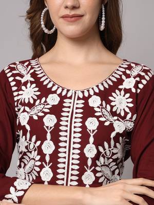 Brown Embroidered Anarkali Kurta Set with Dupatta 6