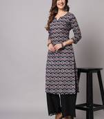 Navy Blue and Maroon Straight Kurta and Pants Set