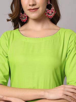 Fluorescent Green Kurta Pants Set with Dupatta 4