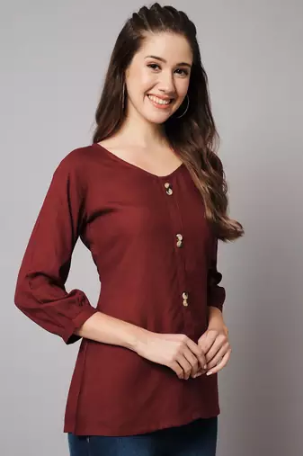 Maroon A-line Top