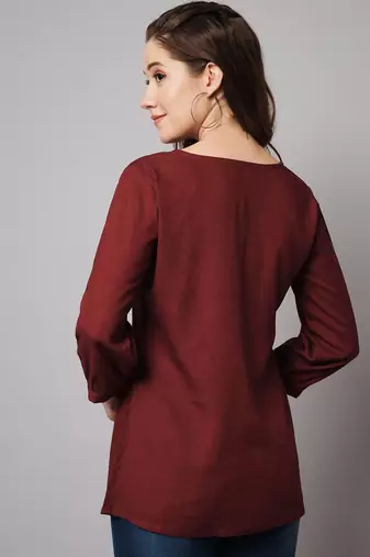 Maroon A-line Top