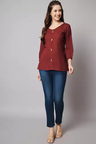 Maroon A-line Top