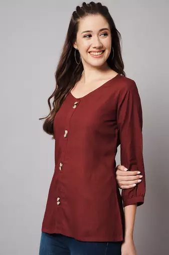 Maroon A-line Top