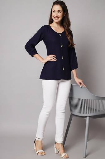 Navy Blue A-line Top