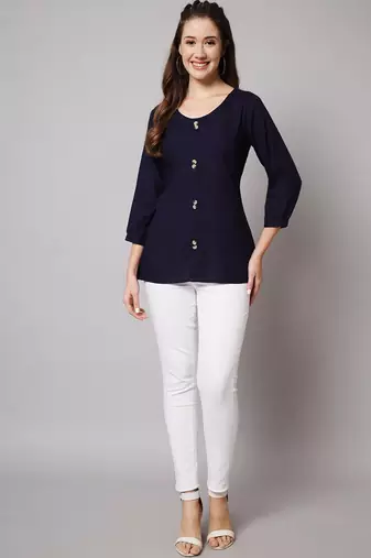 Navy Blue A-line Top