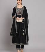 Black Embroidered Kurta Set with Dupatta