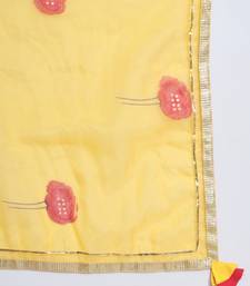 Pink and Yellow Flared Kurta Set with Dupatta