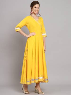 Mango Yellow Flared Kurta Set with Dupatta 6