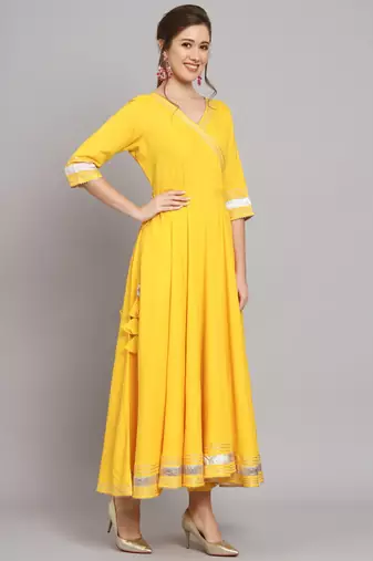 Mango Yellow Flared Kurta Set with Dupatta