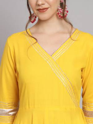 Mango Yellow Flared Kurta Set with Dupatta 7