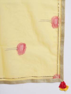 Mango Yellow Flared Kurta Set with Dupatta 8