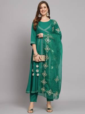 Teal Green Anarkali Kurta Set with Dupatta 1