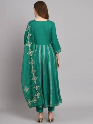 Teal Green Anarkali Kurta Set with Dupatta 3