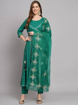 Teal Green Anarkali Kurta Set with Dupatta 5