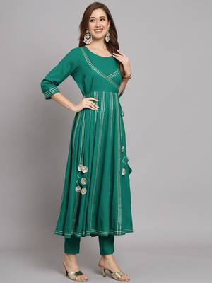 Teal Green Anarkali Kurta Set with Dupatta 6