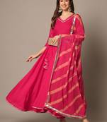 Rasberry Red Anarkali Suit Set with Dupatta
