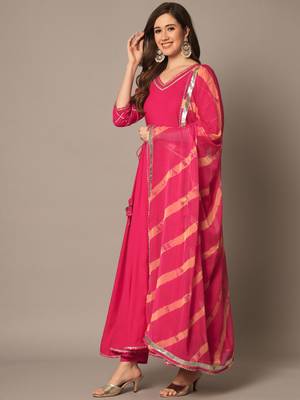 Rasberry Red Anarkali Suit Set with Dupatta 2