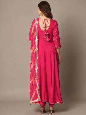 Rasberry Red Anarkali Suit Set with Dupatta 3