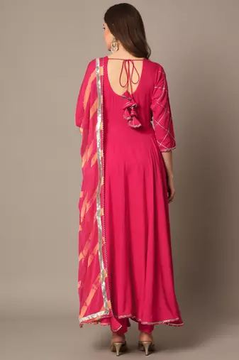 Rasberry Red Anarkali Suit Set with Dupatta