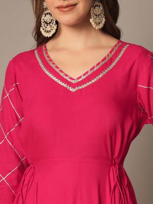 Rasberry Red Anarkali Suit Set with Dupatta 4