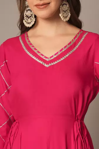 Rasberry Red Anarkali Suit Set with Dupatta