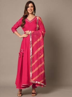 Rasberry Red Anarkali Suit Set with Dupatta 5