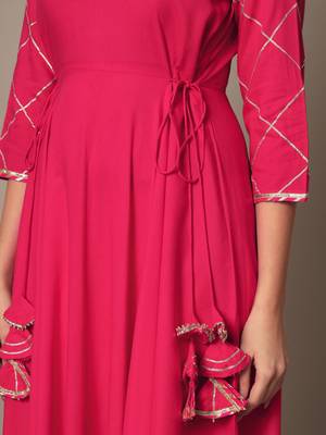 Rasberry Red Anarkali Suit Set with Dupatta 7