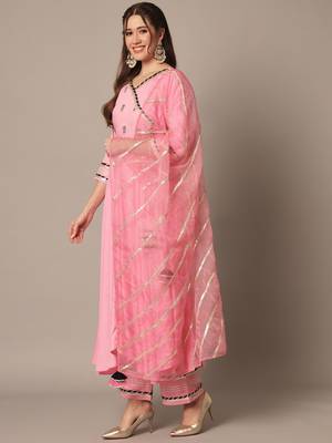 Blush Pink Flared Suit Set with Dupatta for Women 2