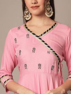 Blush Pink Flared Suit Set with Dupatta for Women 4
