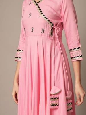 Blush Pink Flared Suit Set with Dupatta for Women 7
