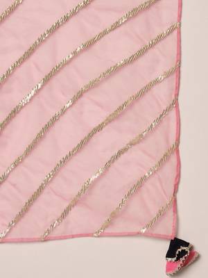 Blush Pink Flared Suit Set with Dupatta for Women 9